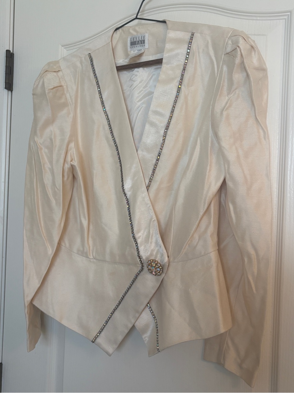 Vintage 80s Glam Leslie Fay Evenings Jacket Rayon Acetate Blend Liquid Satin
